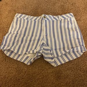 SO - Blue and White Stripes - Junior’s Shorts  - low rise favorite midi - 13